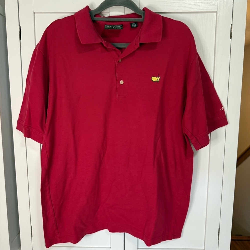 Masters Collection Men’s Polo Shirt L Red 100% Merc. Cotton Golf Masters Logo - Picture 5 of 5
